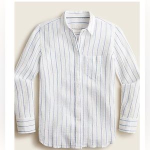 J.Crew Classic-fit double-gauze shirt, white/blue stripe, size 20